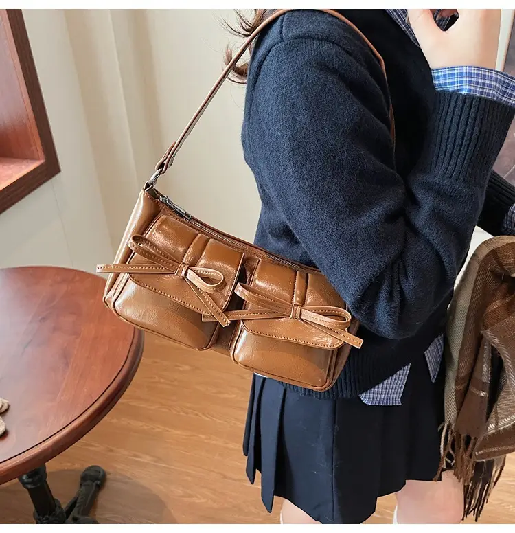 Women's Brown Bow Shoulder Crossbody Bag 2024 — feature 16