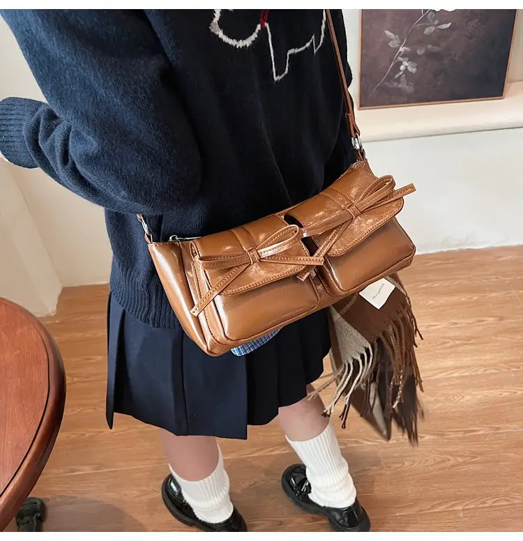 Women's Brown Bow Shoulder Crossbody Bag 2024 — feature 17