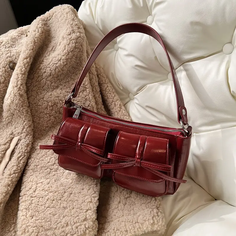 Women's Brown Bow Shoulder Crossbody Bag 2024