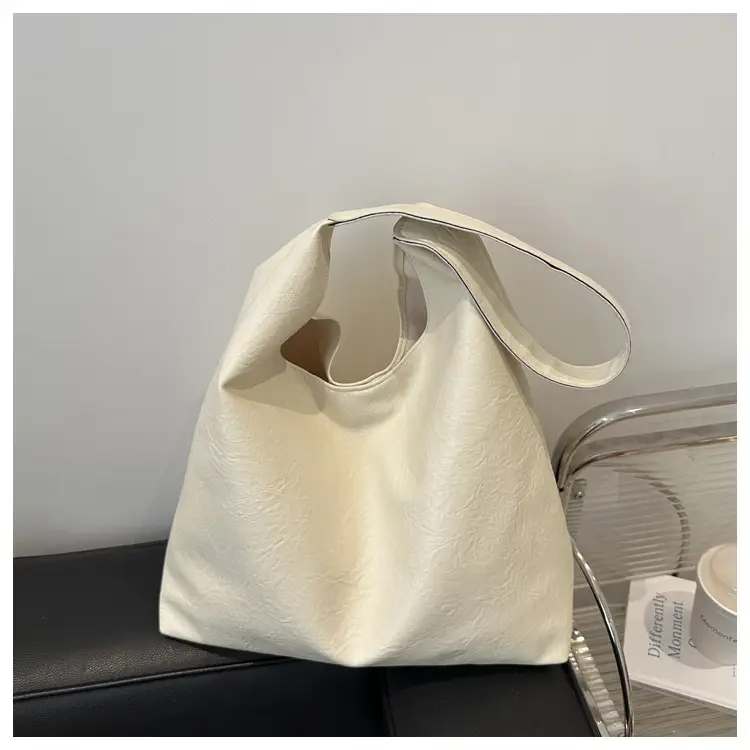 Brown Oily Leather Large Tote Bag — feature 10