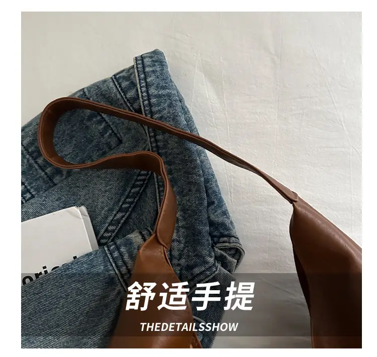Brown Oily Leather Large Tote Bag — feature 5