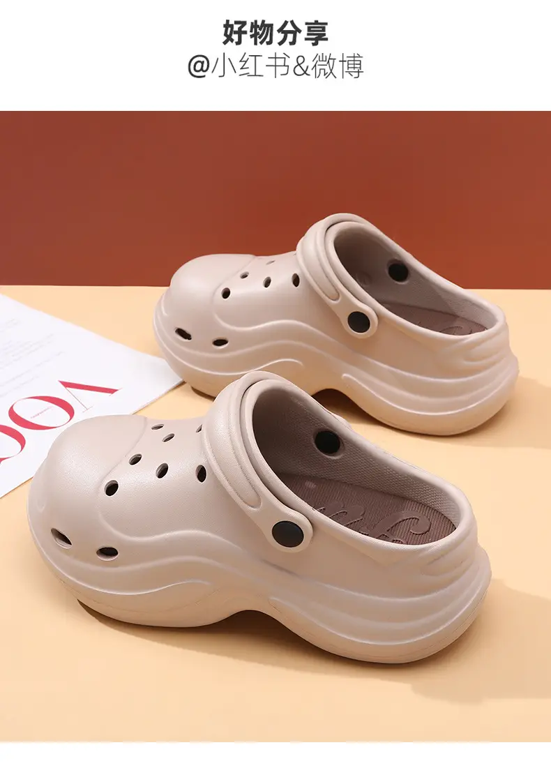 Women's Hole Shoes Height Increase Summer Wear Non-slip Eva Cloud Slippers Non-stinky Feet Beach Wear-resistant Shoe Sandals — feature 12