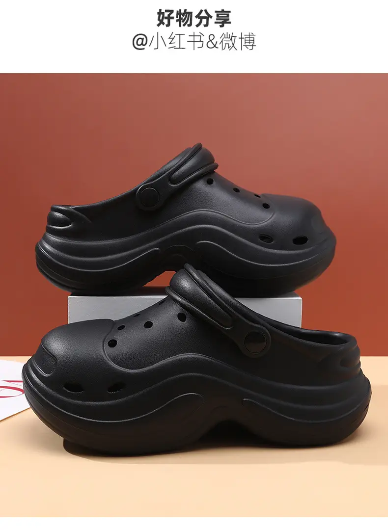 Women's Hole Shoes Height Increase Summer Wear Non-slip Eva Cloud Slippers Non-stinky Feet Beach Wear-resistant Shoe Sandals — feature 15