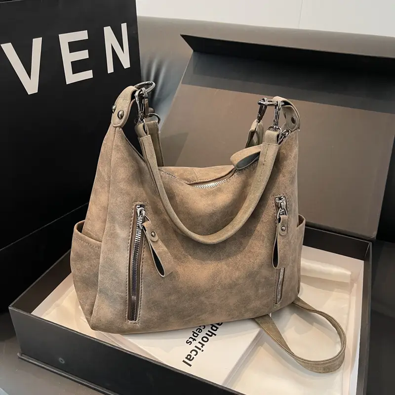 Women's Textured Crossbody Bag Brown Export New - Image 4