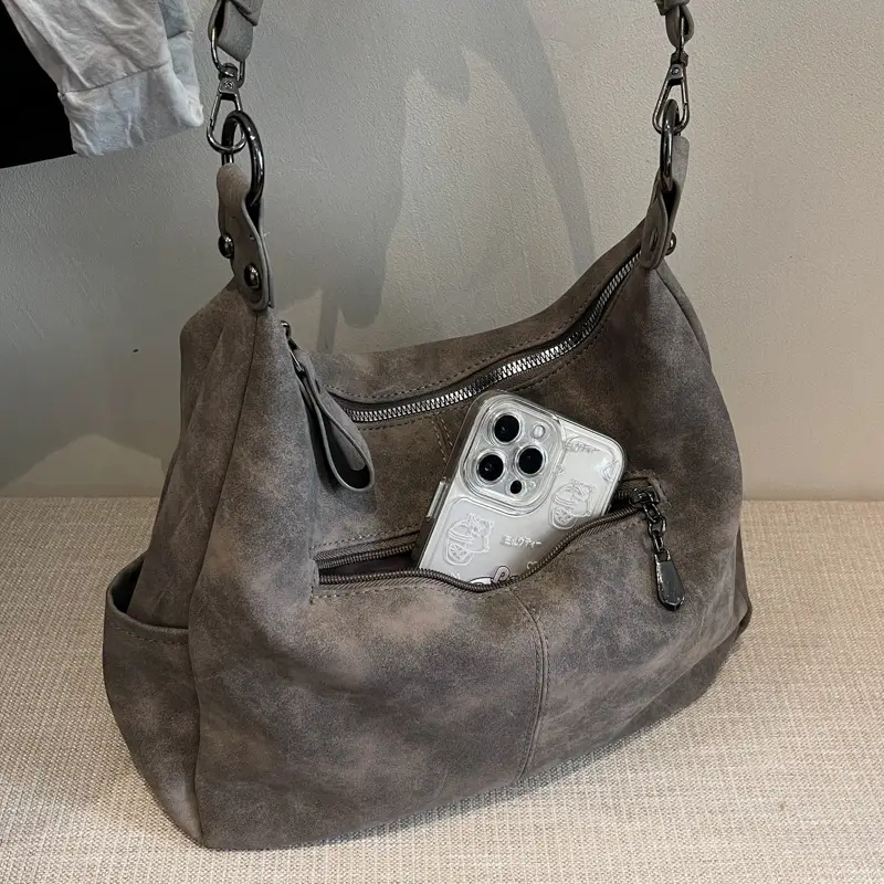 Women's Textured Crossbody Bag Brown Export New - Image 6