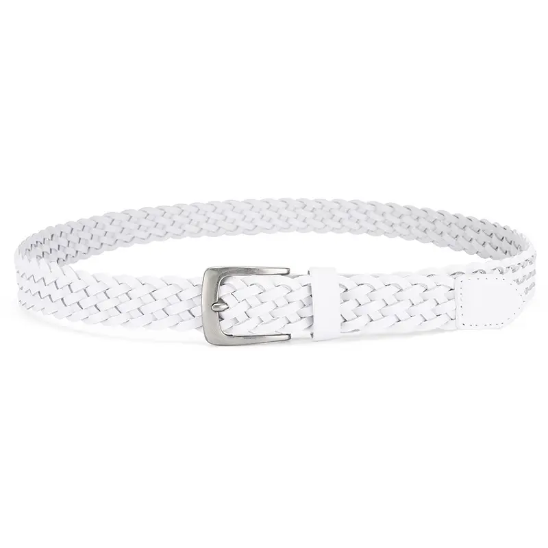 White Braid Men's Genuine Leather Belt - Image 4