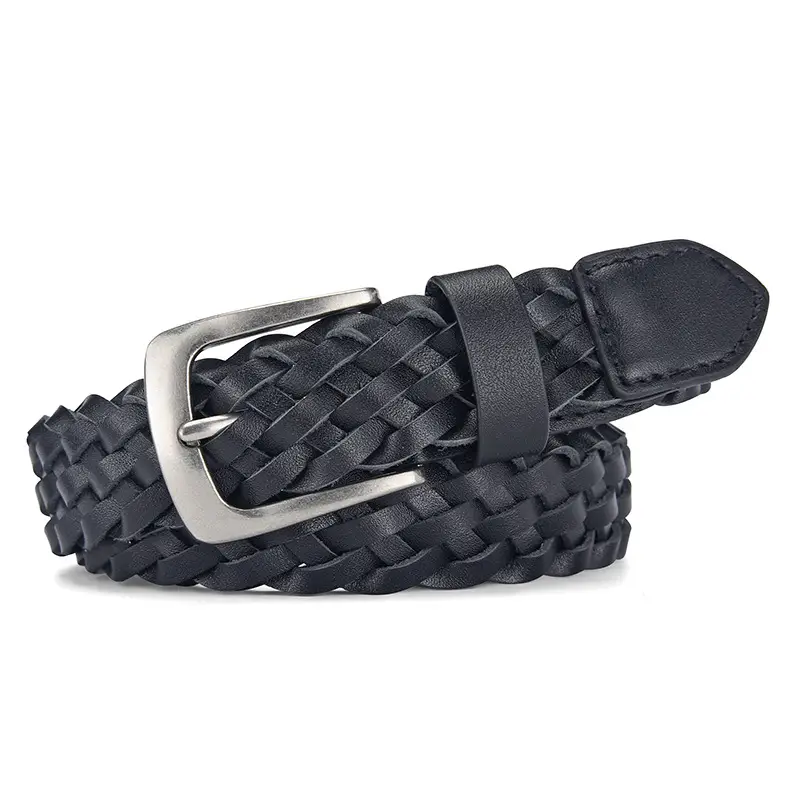 White Braid Men's Genuine Leather Belt - Image 5