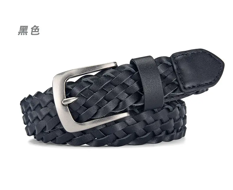 White Braid Men's Genuine Leather Belt — feature 2