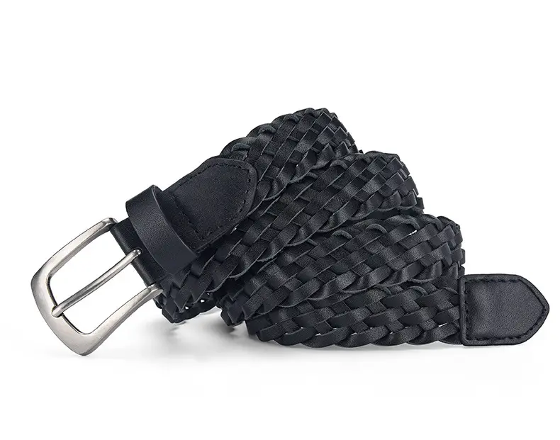 White Braid Men's Genuine Leather Belt — feature 3