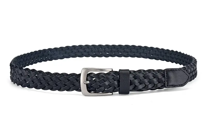 White Braid Men's Genuine Leather Belt — feature 4