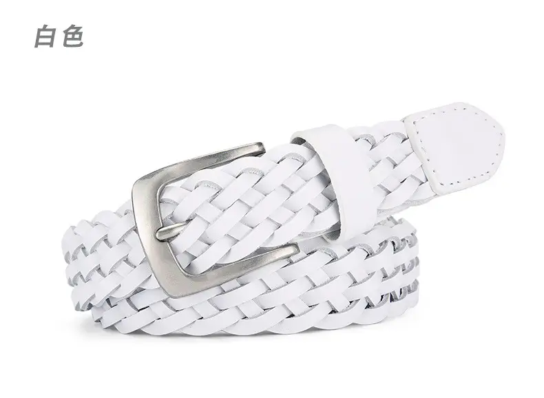 White Braid Men's Genuine Leather Belt — feature 5
