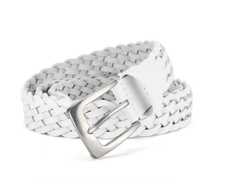 White Braid Men's Genuine Leather Belt — feature 6