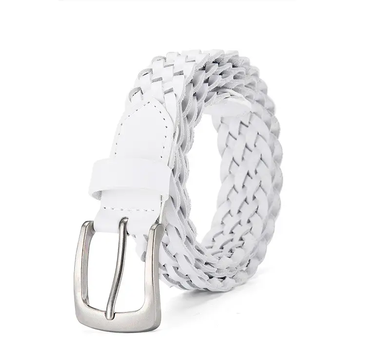 White Braid Men's Genuine Leather Belt — feature 7