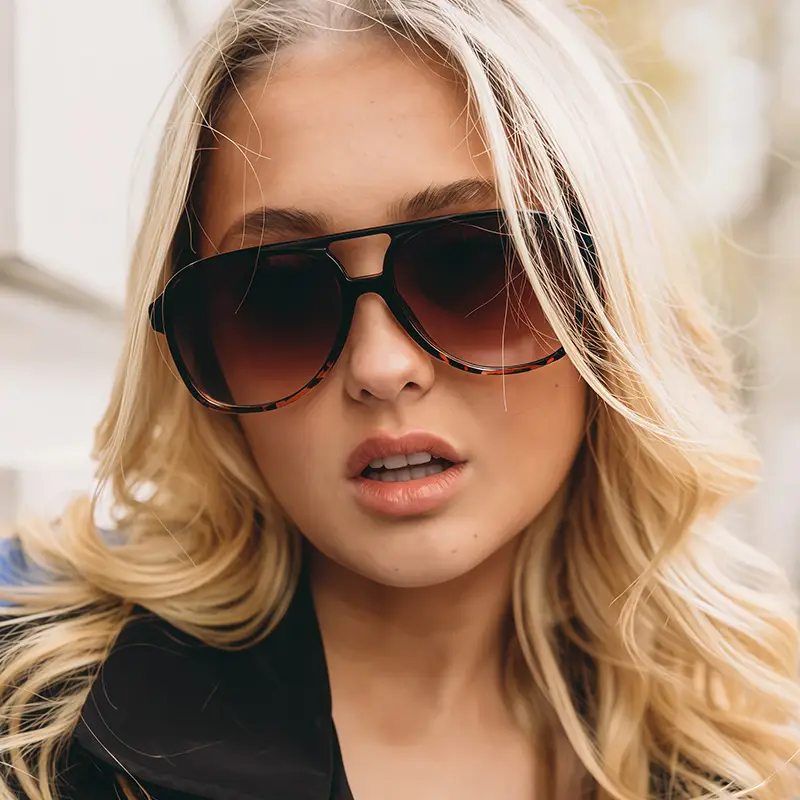 Aviator Sunglasses Women's Anti-UV Leopard Print Large Frame - Image 12