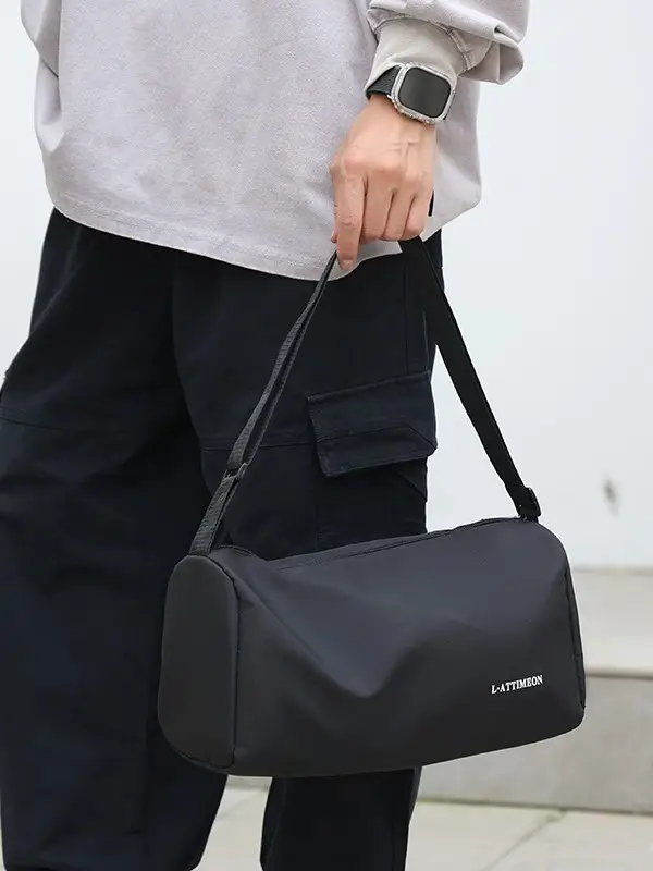 Men's Black Crossbody Travel Bag Lightweight Lightweight Travel Bag - Image 5