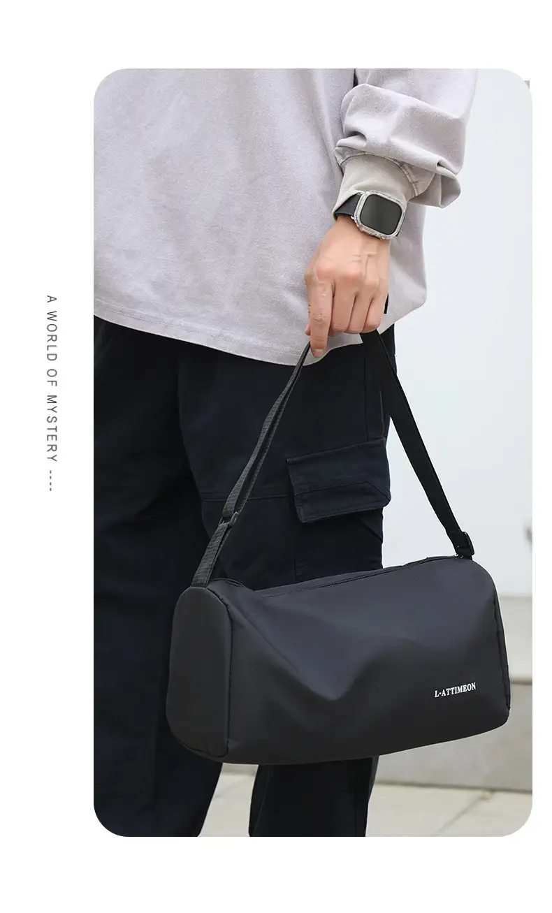 Men's Black Crossbody Travel Bag Lightweight Lightweight Travel Bag — feature 13