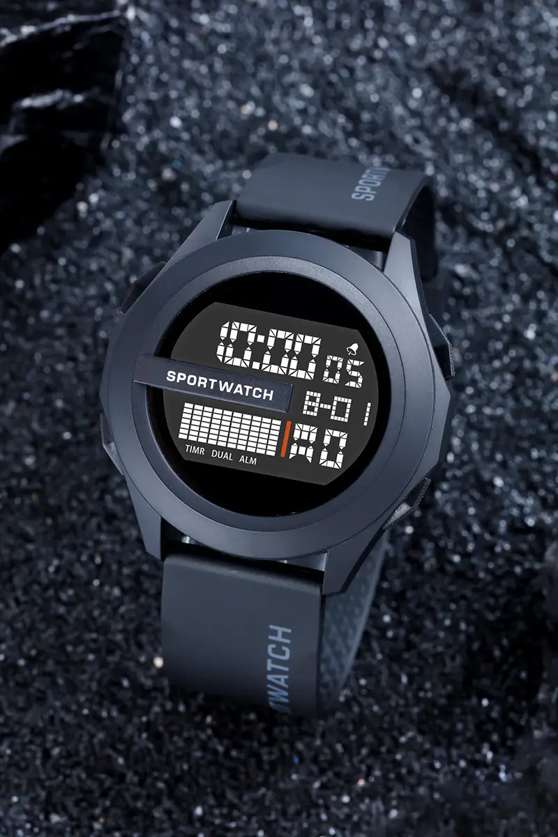 Men's Blue Digital Sportwatch with Water Resistant Strap — feature 1
