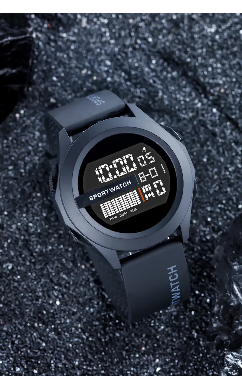 Men's Blue Digital Sportwatch with Water Resistant Strap — feature 2