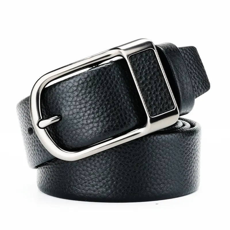 Men's Black Cowhide Belt with Silver Buckle - Image 3