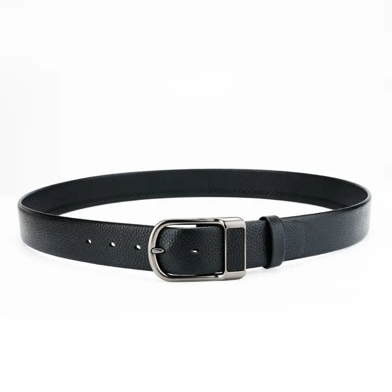 Men's Black Cowhide Belt with Silver Buckle - Image 4