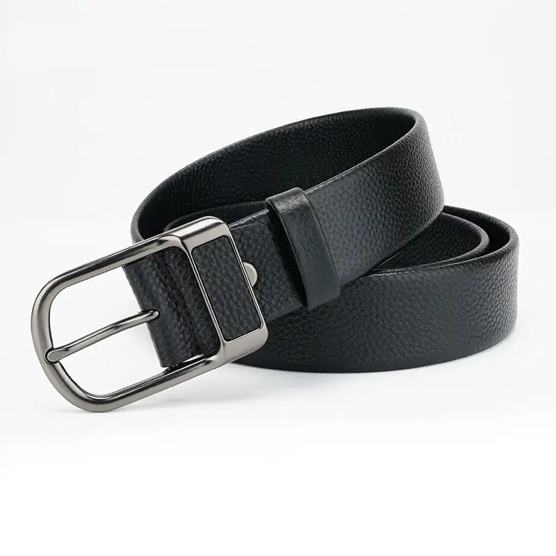 Men's Black Cowhide Belt with Silver Buckle - Image 5