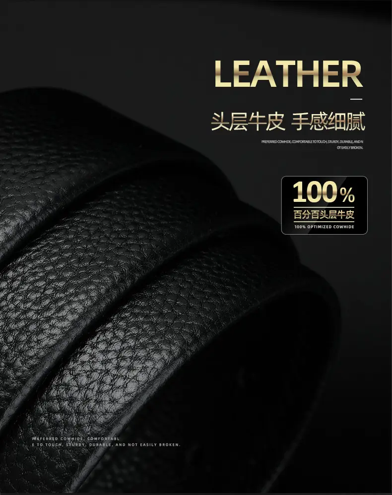 Men's Black Cowhide Belt with Silver Buckle — feature 5