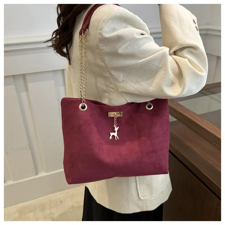 Vintage Textured Chain Shoulder Bag Women Brown 2024 Winter — feature 20