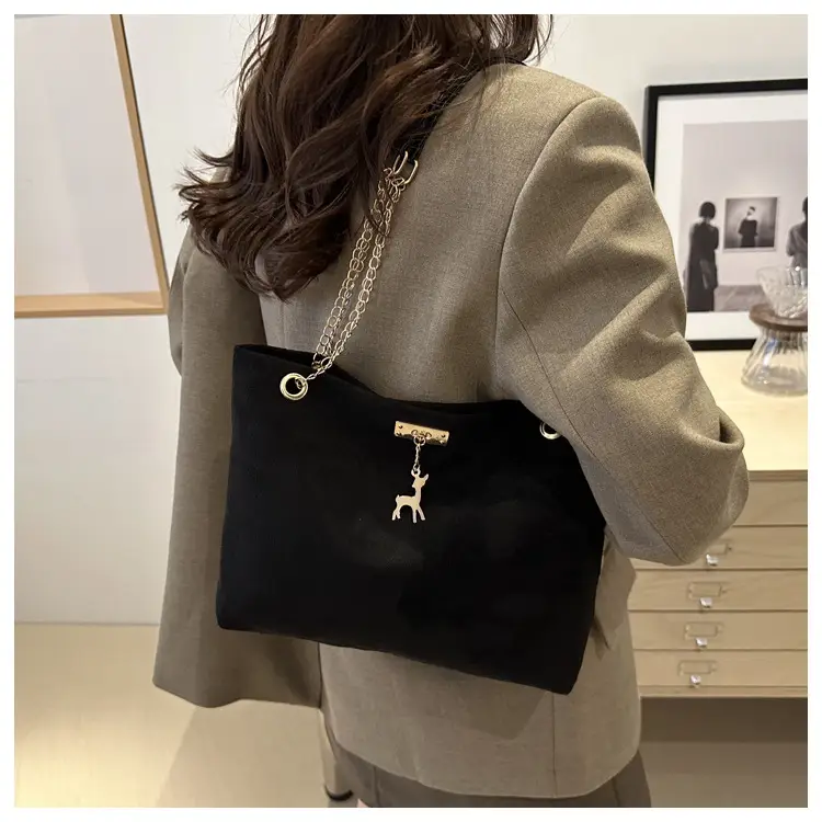 Vintage Textured Chain Shoulder Bag Women Brown 2024 Winter — feature 22