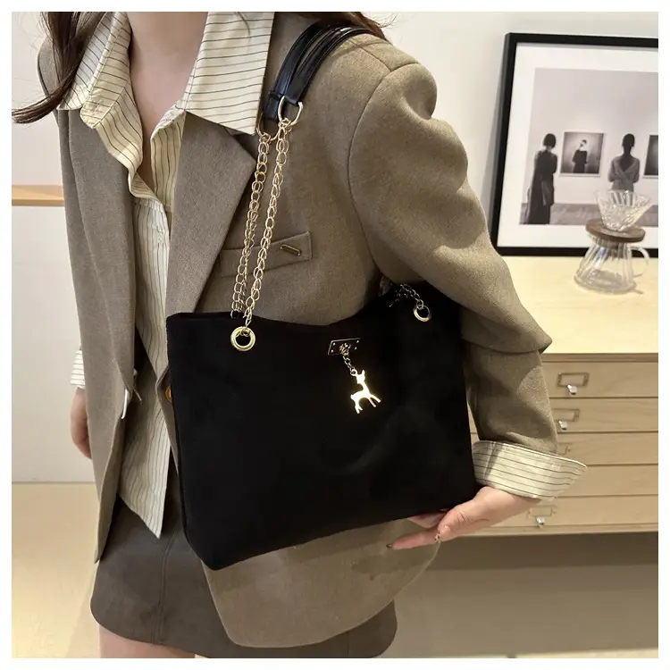 Vintage Textured Chain Shoulder Bag Women Brown 2024 Winter — feature 24