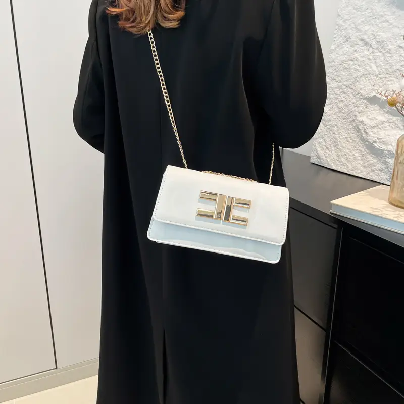 White Leather Chain Shoulder Bag for Women 2024 - Image 9