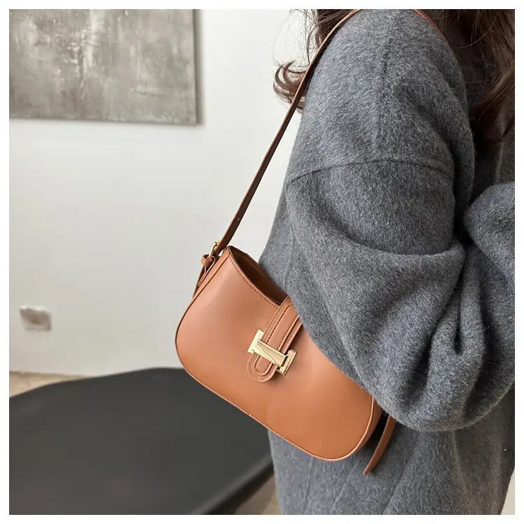 Black Women's Crossbody Bag with Gold Logo — feature 12