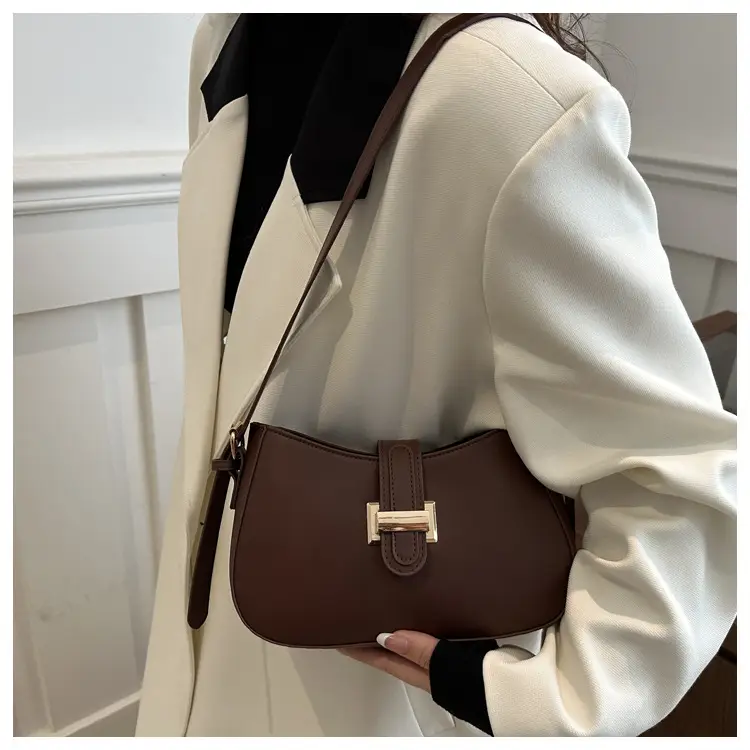Black Women's Crossbody Bag with Gold Logo — feature 27