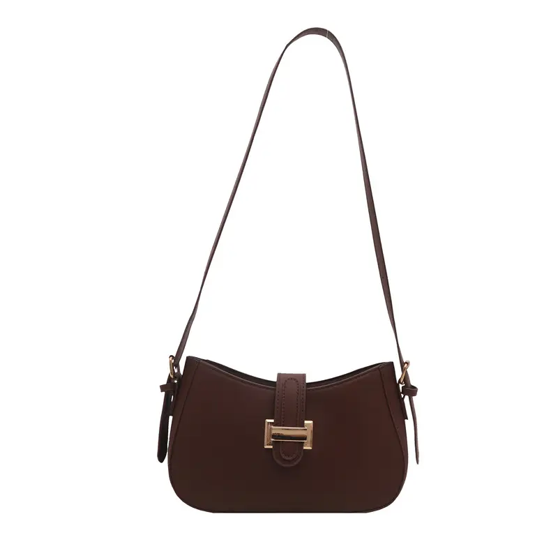 Black Women's Crossbody Bag with Gold Logo - Image 4