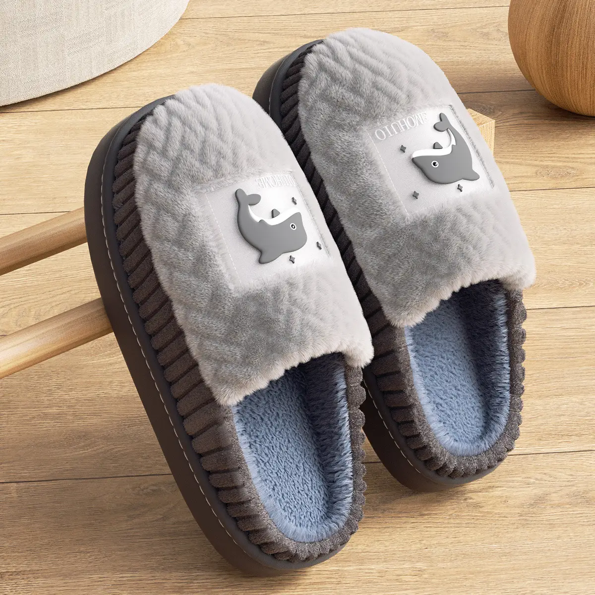 Grace Cotton Slippers Men Autumn Winter Warm Thick Soft