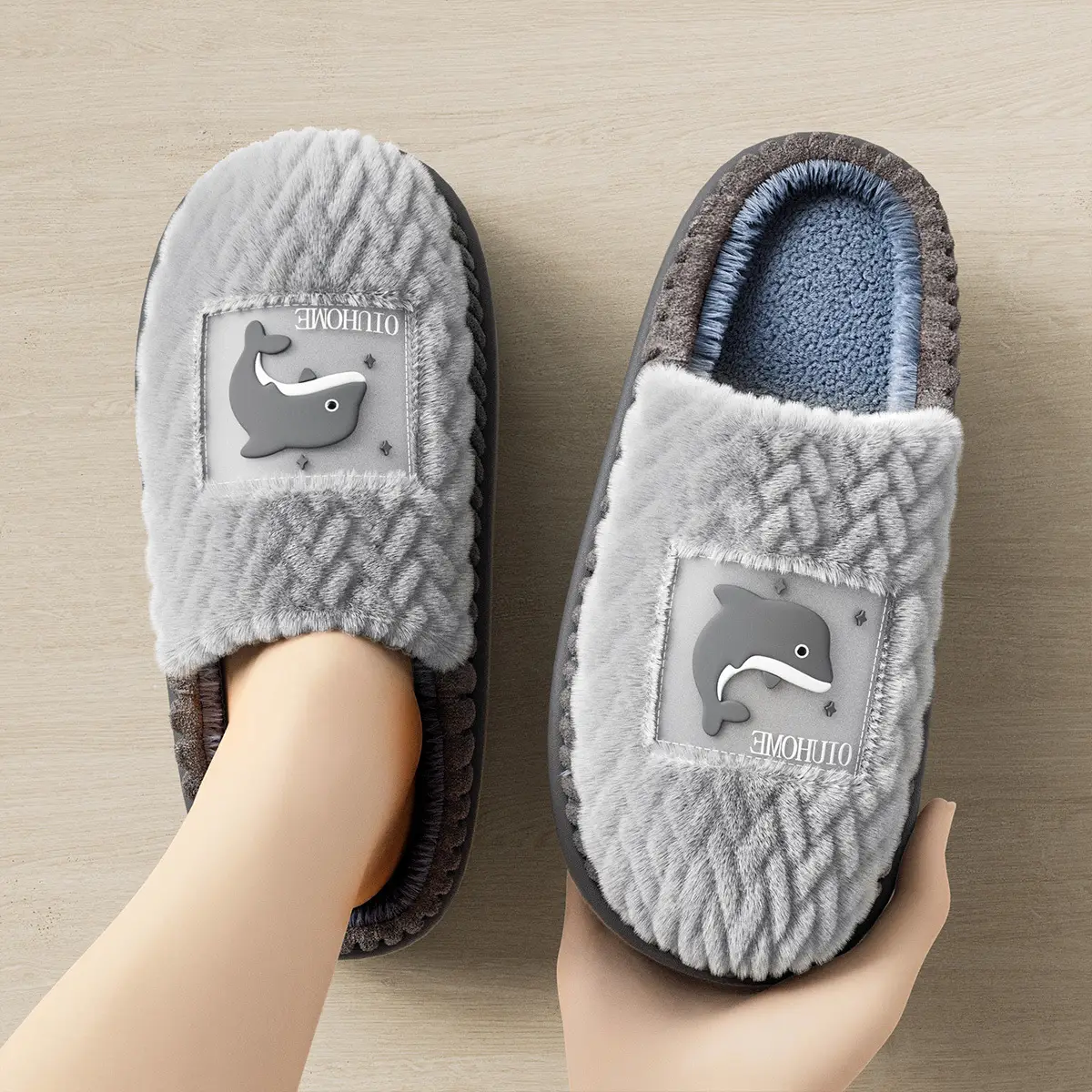 Grace Cotton Slippers Men Autumn Winter Warm Thick Soft