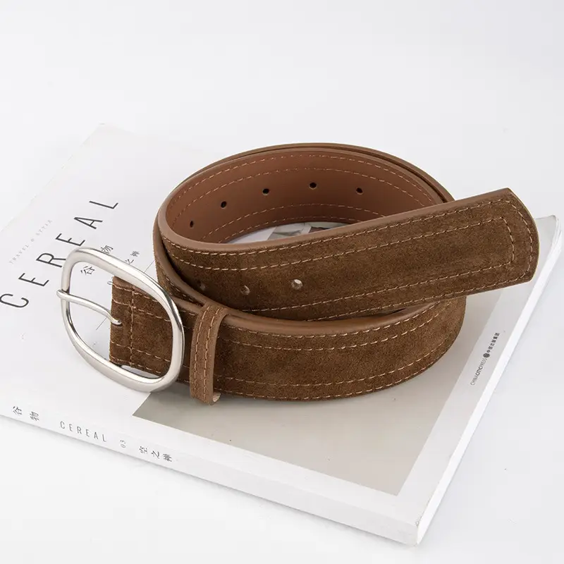 Women's Vintage Belt with Round Buckle & Anti-Velvet Leather