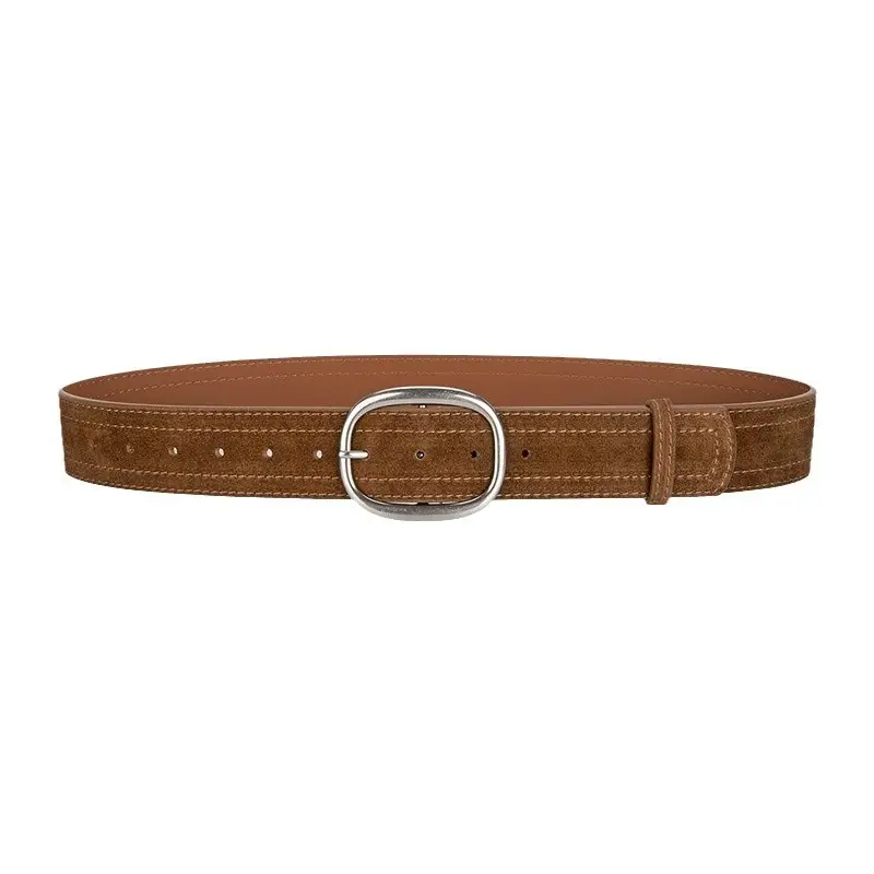 Women's Vintage Belt with Round Buckle & Anti-Velvet Leather