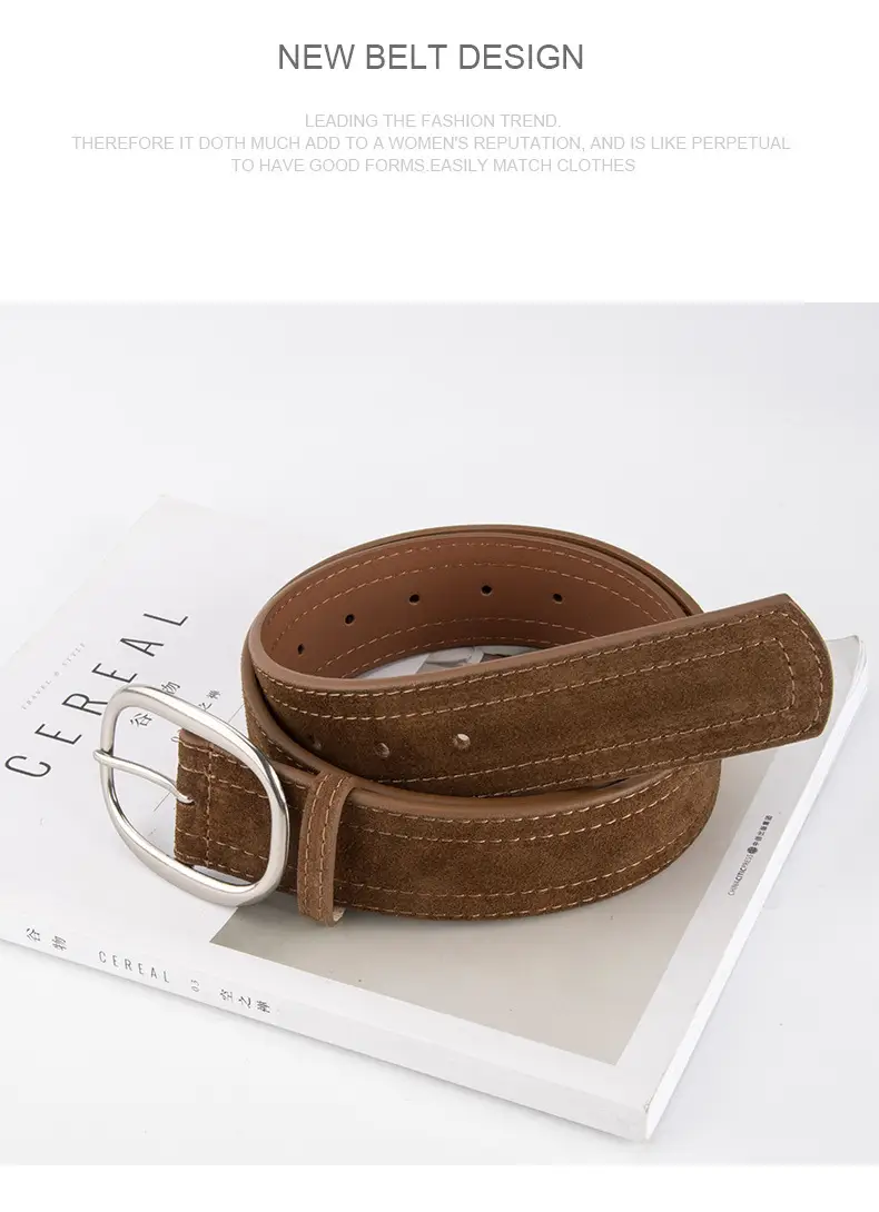 Women's Vintage Belt with Round Buckle & Anti-Velvet Leather — feature 10