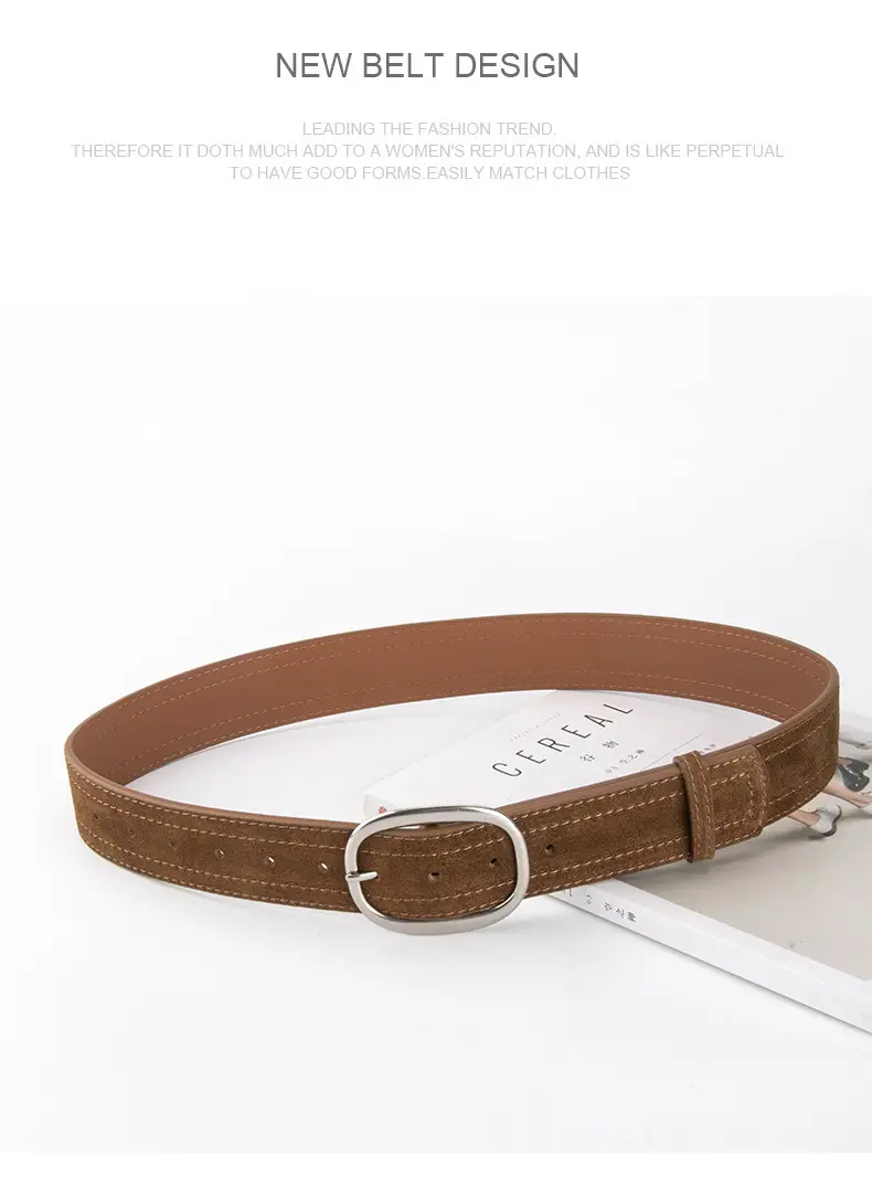 Women's Vintage Belt with Round Buckle & Anti-Velvet Leather — feature 11