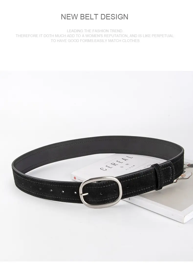 Women's Vintage Belt with Round Buckle & Anti-Velvet Leather — feature 12