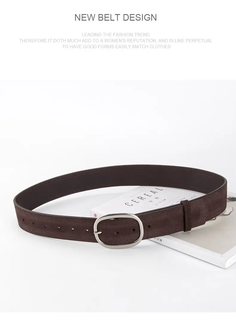 Women's Vintage Belt with Round Buckle & Anti-Velvet Leather — feature 13