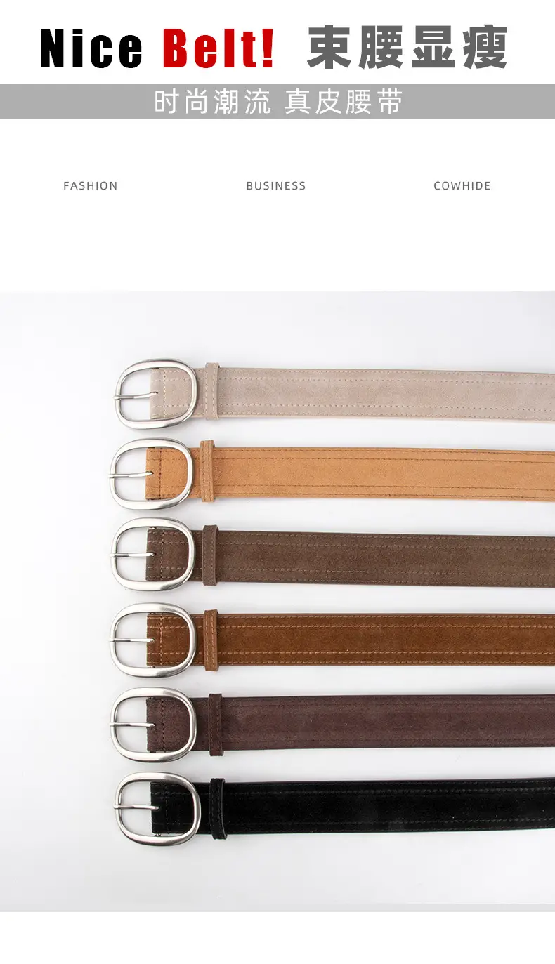 Women's Vintage Belt with Round Buckle & Anti-Velvet Leather — feature 3