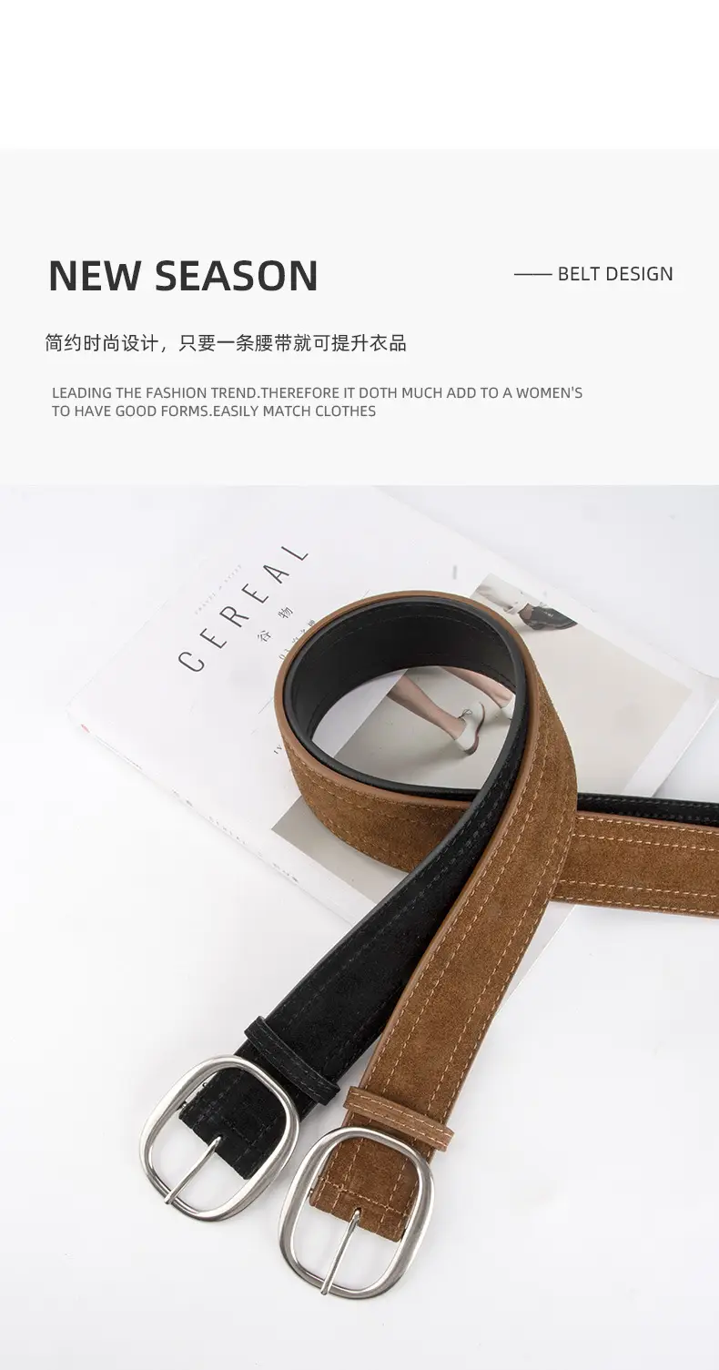 Women's Vintage Belt with Round Buckle & Anti-Velvet Leather — feature 4