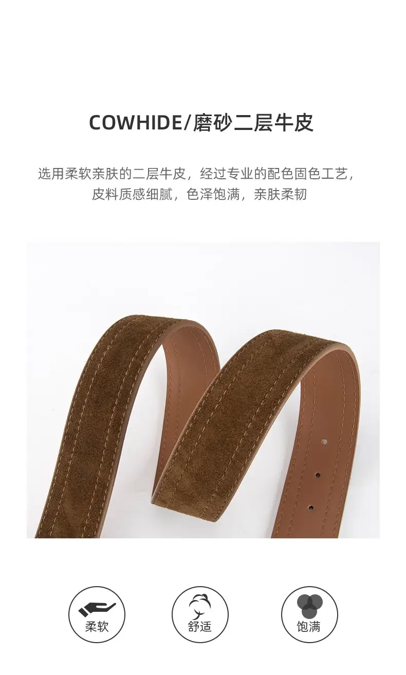 Women's Vintage Belt with Round Buckle & Anti-Velvet Leather — feature 5