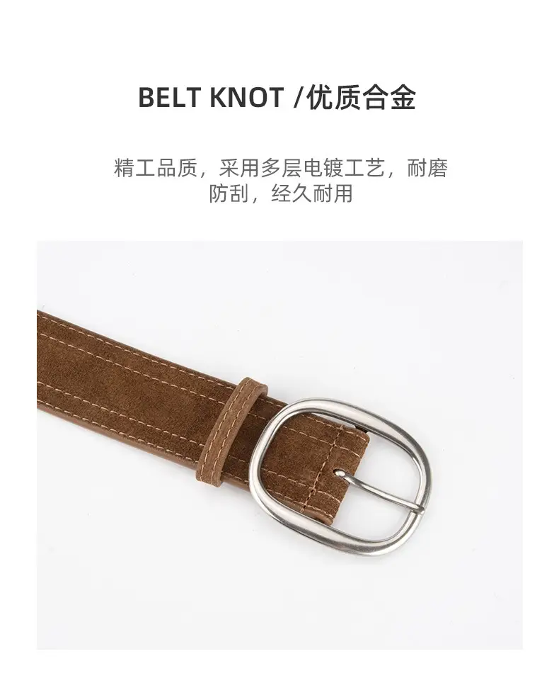 Women's Vintage Belt with Round Buckle & Anti-Velvet Leather — feature 6