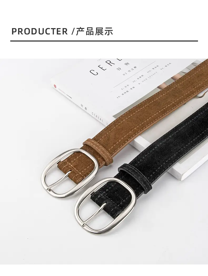 Women's Vintage Belt with Round Buckle & Anti-Velvet Leather — feature 9