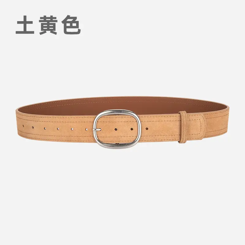 Women's Vintage Belt with Round Buckle & Anti-Velvet Leather
