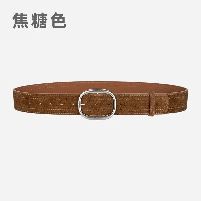 Women's Vintage Belt with Round Buckle & Anti-Velvet Leather