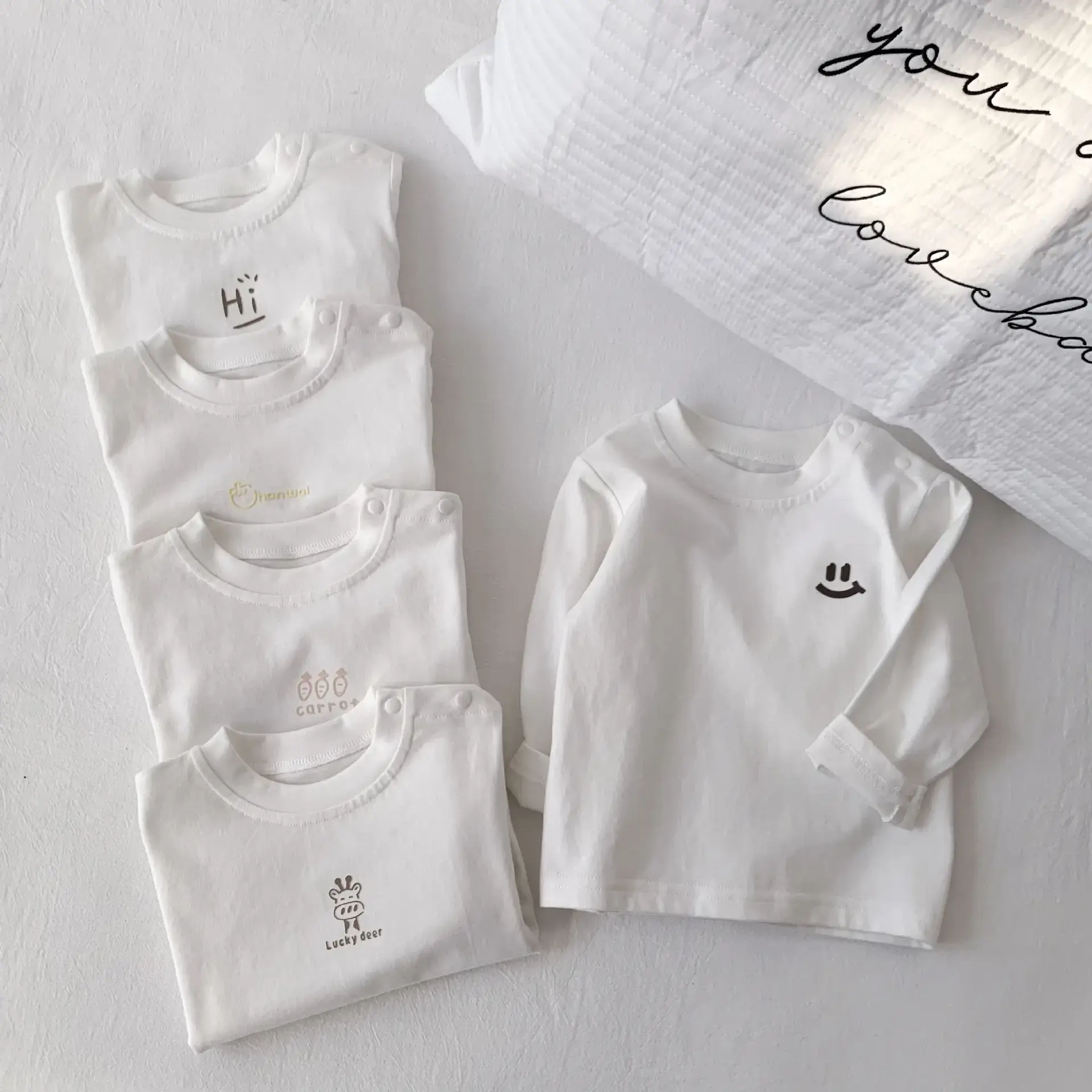 Pure Cotton White Base Shirt for Boys Girls Spring Autumn — feature 3