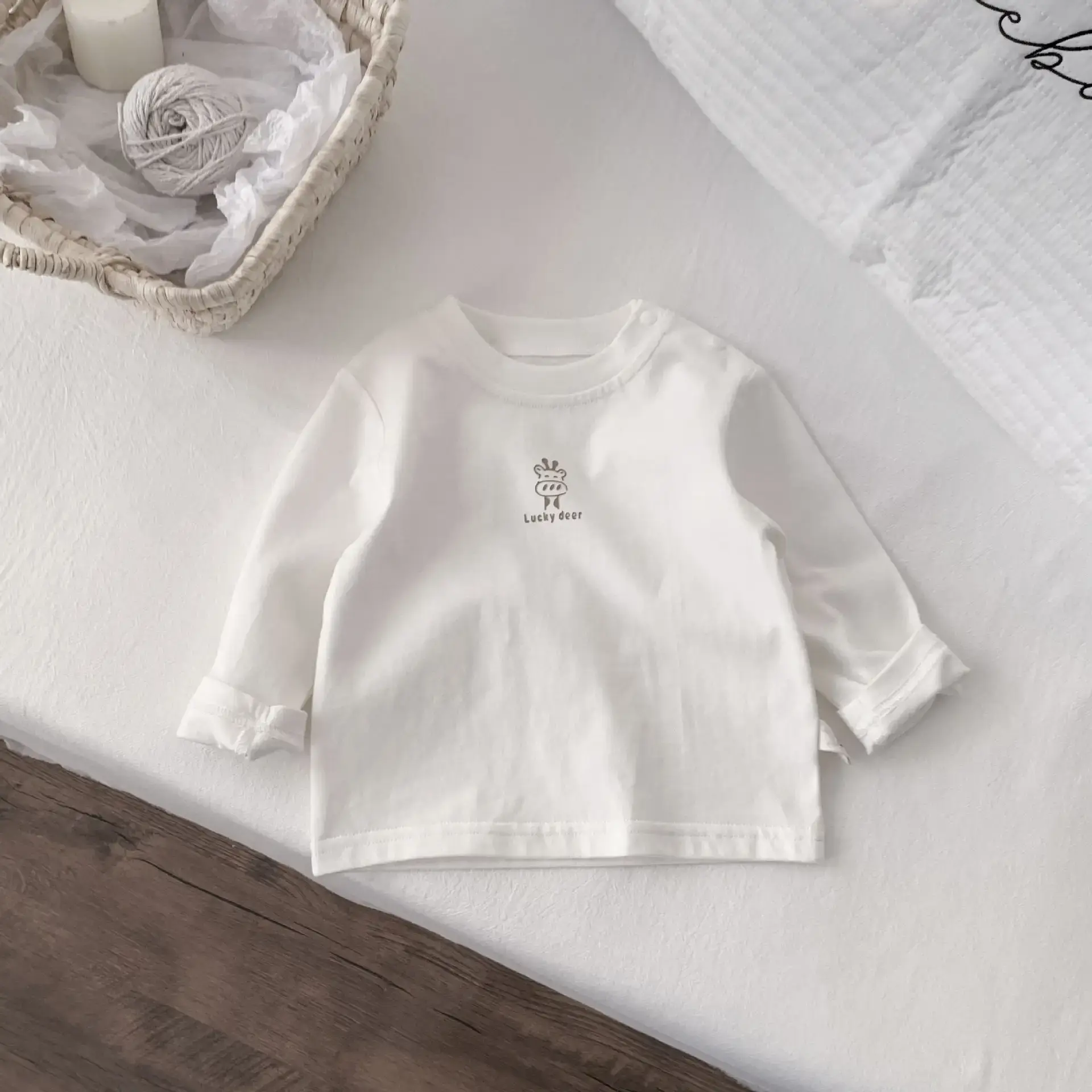 Pure Cotton White Base Shirt for Boys Girls Spring Autumn - Image 3